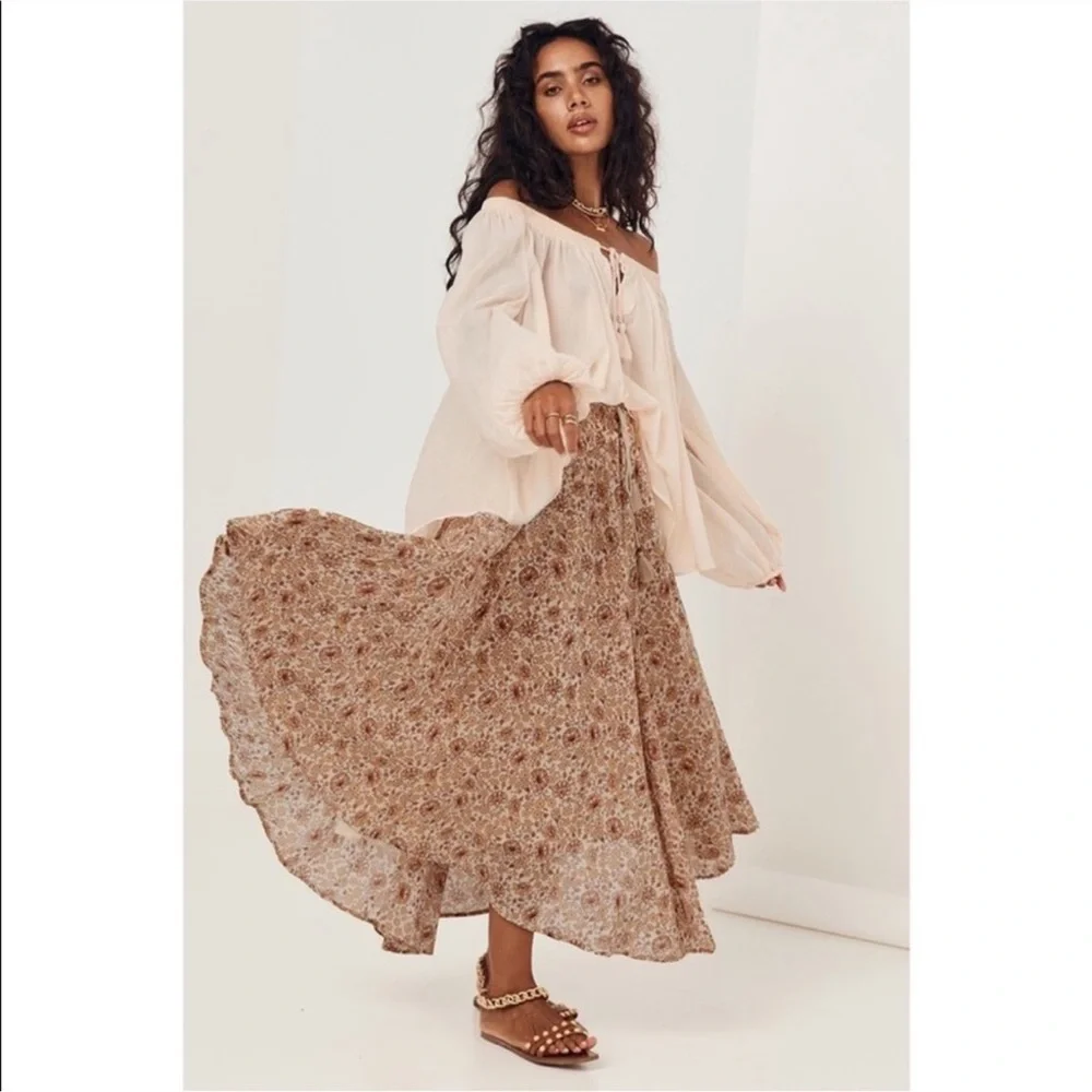 Spell and The Gypsy Collective Peach Honey Long Sleeve Boho Tassel Blouse XL - Picture 2 of 12